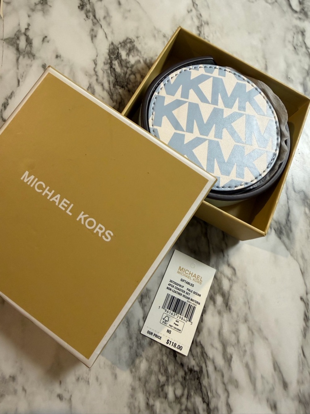 Michael Kors pale ocean colored coaster set - Picture 2 of 3